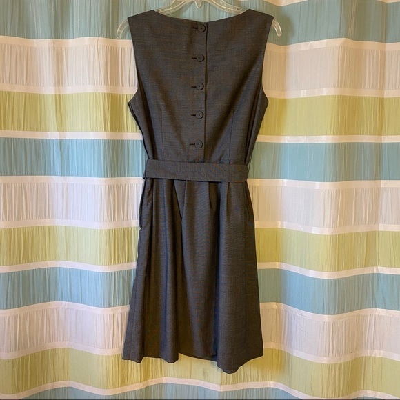 H&M Career Dress Tie Waist Button Detail Gray Sz 8 - Picture 8 of 11
